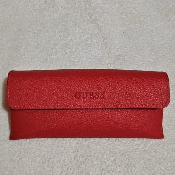 GUESS Red Eyeglass Case Snap Closure Used - Picture 1 of 9